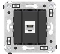 Телефонная розетка DKC RJ 12 без шторки в стену одинарная, Avanti, Черный матовый 4412613