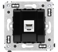 Телефонная розетка DKC RJ 12 без шторки в стену одинарная, Avanti, Черный квадрат 4402613