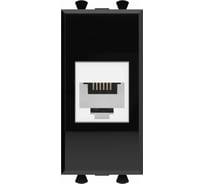 Телефонная розетка DKC RJ 12 без шторки модульная, Avanti, Черный квадрат, 1 модуль 4402611
