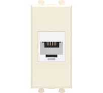 Телефонная розетка DKC RJ 12 без шторки модульная, Avanti, Ванильная дымка, 1 модуль 4405611