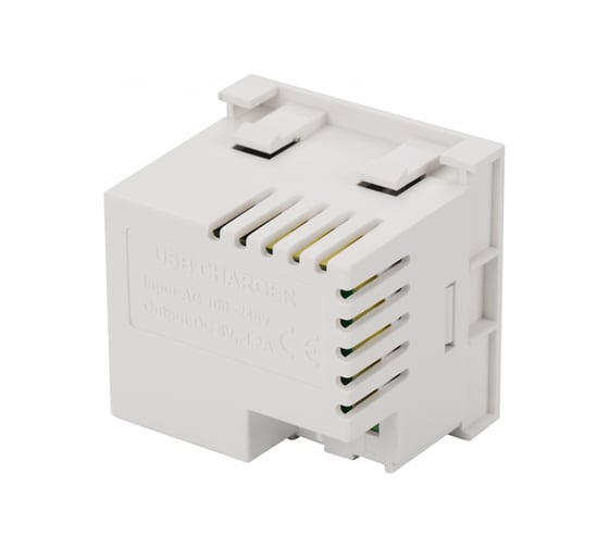 Модуль LANMASTER USB-зарядки, 1 порт USB-C и 1 порт USB-A, 4.2A/5V, 45x45, белый LAN-EZ45x45-2UCA/4.2-WH
