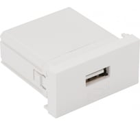 Модуль LANMASTER USB-зарядки, 1 порт USB-A, 2.1A/5V, 22.5x45, белый LAN-EZ45x22-1UA/2.1-WH