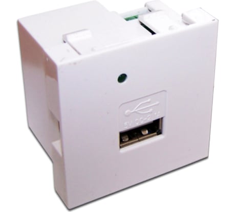 Модуль LANMASTER USB-зарядки, 1 порт, 45x45, белый LAN-EZ45x45-1U/R2-WH