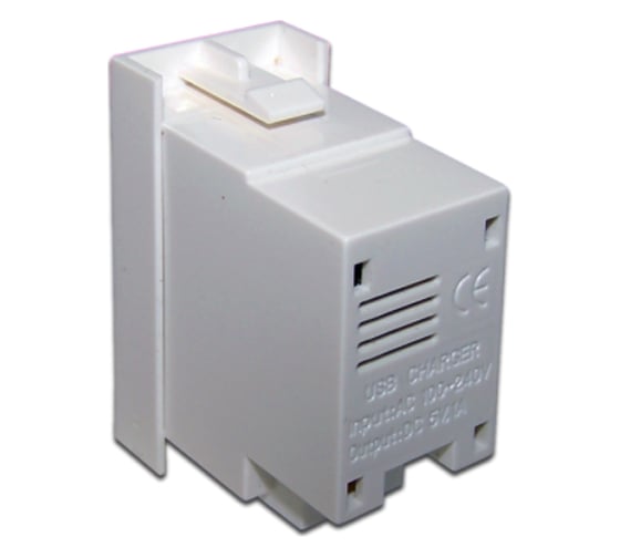 Модуль LANMASTER USB-зарядки, 1 порт, 5V/1A, 22.5x45, белый LAN-EZ45x22-1xUSB-WH
