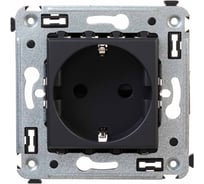 Розетка DKC в стену, 2P E, с защитными шторками, Avanti, Черный матовый, 1 шт. 4412003