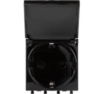 Розетка DKC с крышкой, модульная, 2P E, с защитными шторками, Avanti, Черный квадрат, 2 модуля, 1 шт. 4402012