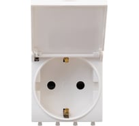 Розетка DKC с крышкой, модульная, 2P E, с защитными шторками, Avanti, Белое облако, 2 модуля, 1 шт. 4400012