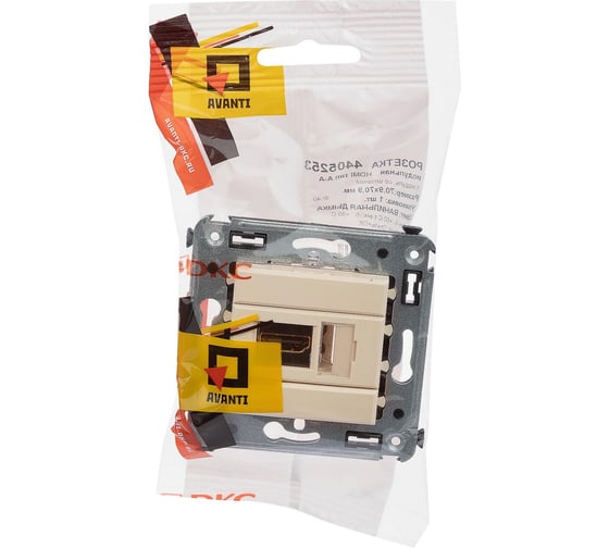 HDMI-розетка одинарная в стену DKC Avanti тип А-А, ванильная дымка 4405253