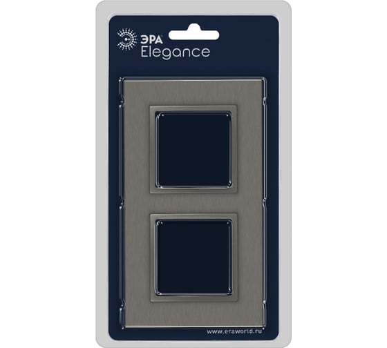 Рамка для розеток и выключателей ЭРА Elegance 14520216 на 2 поста, металл, титан Б0065843