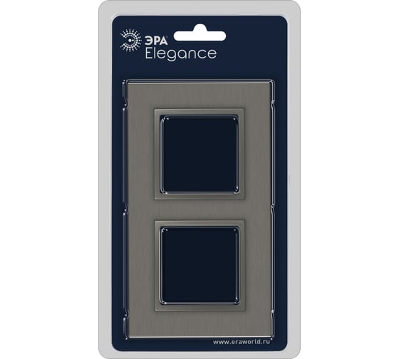 Рамка для розеток и выключателей ЭРА Elegance 14520216 на 2 поста, металл, титан Б0065843