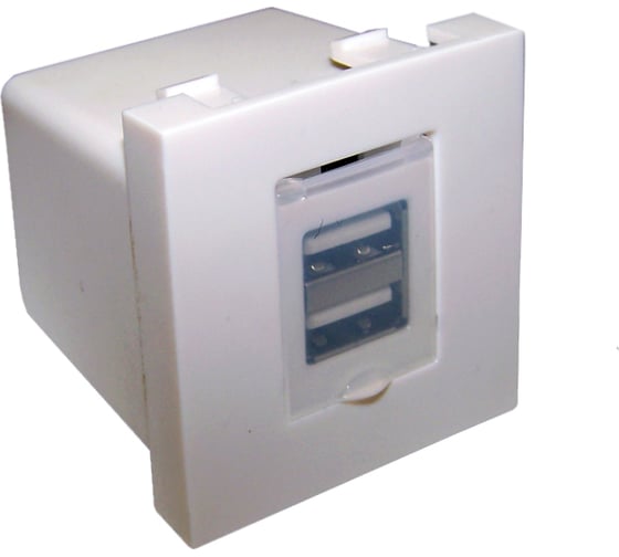 Модуль LANMASTER USB-зарядки, 2 порта, 5V/2.4A, 45x45, белый LAN-EZ45x45-2xUSB-WH