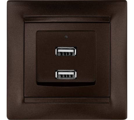 Розетка TDM ELECTRIC 2USB порт 2,1А 5В шоколад Лама TDM SQ1815-0541