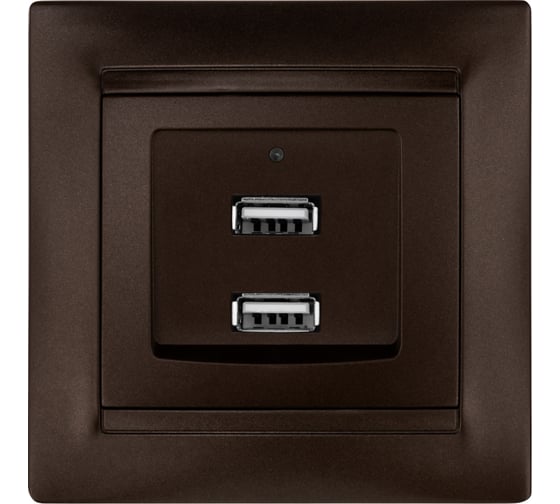 Розетка TDM ELECTRIC 2USB порт 2,1А 5В шоколад Лама TDM SQ1815-0541