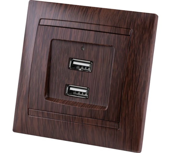 Розетка TDM ELECTRIC 2USB порт 2,1А 5В венге Лама TDM SQ1815-0441