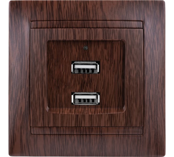 Розетка TDM ELECTRIC 2USB порт 2,1А 5В венге Лама TDM SQ1815-0441