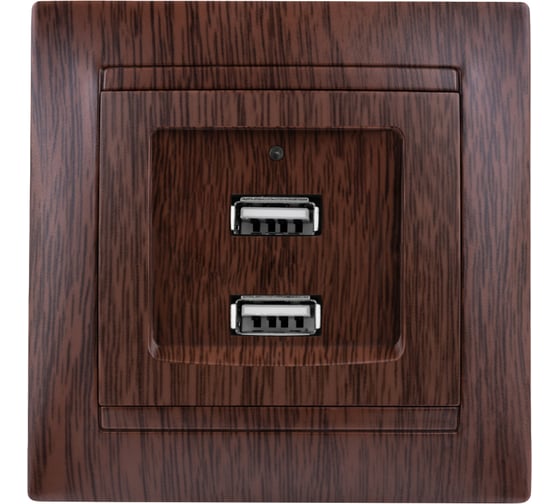 Розетка TDM ELECTRIC 2USB порт 2,1А 5В венге Лама TDM SQ1815-0441