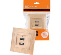 Розетка TDM ELECTRIC 2USB порт 2,1А 5В сосна Лама TDM SQ1815-0341