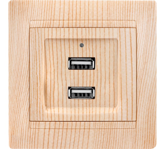 Розетка TDM ELECTRIC 2USB порт 2,1А 5В сосна Лама TDM SQ1815-0341