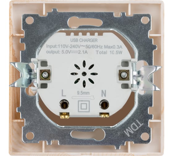 Розетка TDM ELECTRIC 2USB порт 2,1А 5В сосна Лама TDM SQ1815-0341