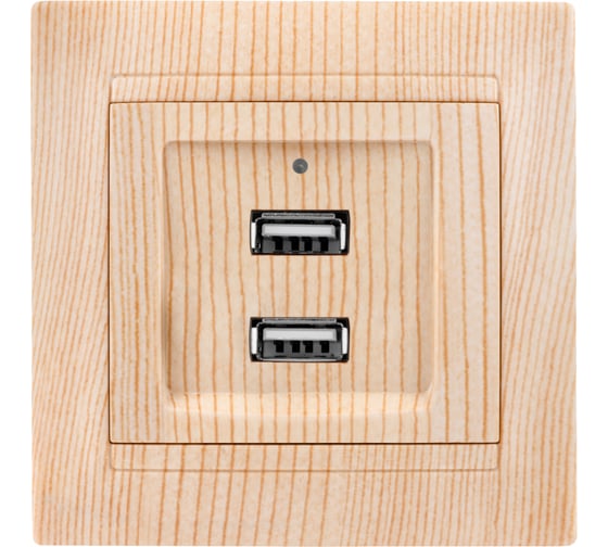 Розетка TDM ELECTRIC 2USB порт 2,1А 5В сосна Лама TDM SQ1815-0341
