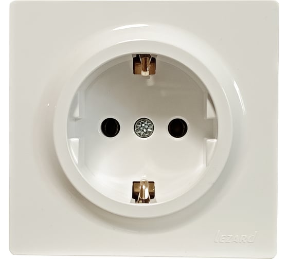 Розетка Lezard LETO с заземлением, ПБТ, крем 752-0300-122B 1