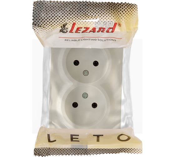 Розетка двойная Lezard LETO без заземления, закрытый корпус, ПБТ, крем 752-0300-128B