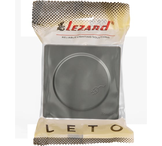 Розетка Lezard LETO с заземлением, с крышкой, ПБТ, платина 752-3500-123B