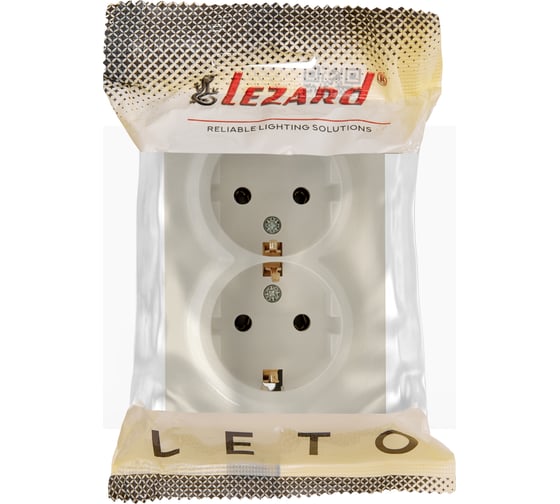 Розетка двойная Lezard LETO с заземлением, закрытый корпус, ПБТ, крем 752-0300-127B