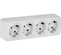 Розетка 4-я IEK GLORY с заземляющим контактом, без защитных шторок, открытой установки, 16А, РС24-3-ХБм, белый матовый ERH41-K01M-16