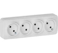 Розетка 4-я IEK GLORY без заземляющего контакта, без защитных шторок, открытой установки, 10А, РС24-2-ХБм, белый матовый ERH40-K01M-10