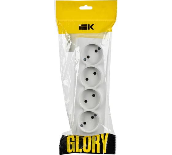 Розетка 4-я IEK GLORY без заземляющего контакта, без защитных шторок, открытой установки, 10А, РС24-2-ХБм, белый матовый ERH40-K01M-10