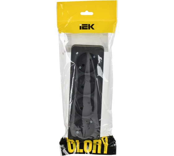 Розетка 4-я IEK GLORY без заземляющего контакта, без защитных шторок, открытой установки, 10А, РС24-2-ХЧм, черный матовый ERH40-K02M-10