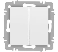 Выключатель Intro Accent 610401М двойной, 10А250В, IP20, СУ, AL/CU, белый матовый Б0063456