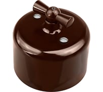 Выключатель 1-клавишный проходной Electraline R, керамика, цвет коричневый R1-211-02