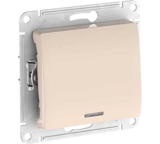 Выключатель 1-клавишный Systeme Electric GLOSSA с подсветкой, сх.1а, 10АХ, мех., быстрозажим. клем., бежевый GSL000213S