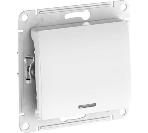 Выключатель 1-клавишный Systeme Electric GLOSSA с подсветкой, сх.1а, 10АХ, мех., быстрозажим. клем., белый GSL000113S