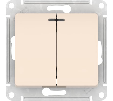 Выключатель 2-клавишный Systeme Electric GLOSSA с подсветкой, сх.5а, 10АХ, мех., быстрозажим. клем., бежевый GSL000253S