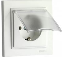 Розетка MONO ELECTRIC с заземлением с крышкой DESPINA белый 102-190021-118