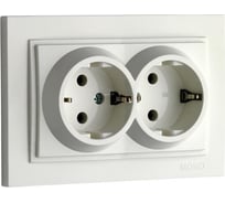 Двойная розетка MONO ELECTRIC с заземлением DESPINA белый 102-190004-120