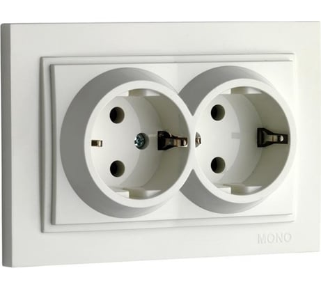 Двойная розетка MONO ELECTRIC с заземлением DESPINA белый 102-190004-120