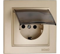 Розетка MONO ELECTRIC с заземлением с крышкой DESPINA титан 102-222221-118