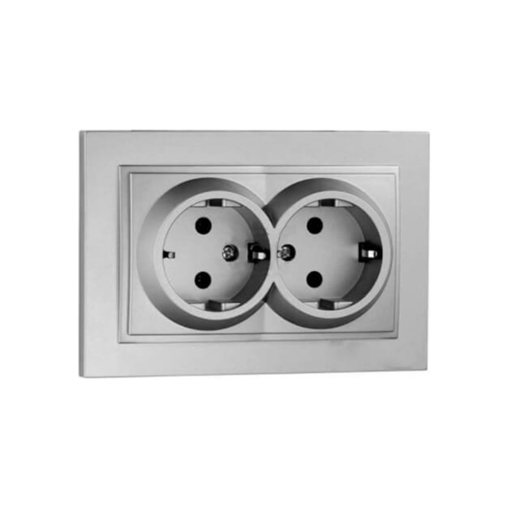 Двойная розетка MONO ELECTRIC с заземлением DESPINA серебро 102-212104 ...