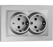 Двойная розетка MONO ELECTRIC с заземлением DESPINA серебро 102-212104-120