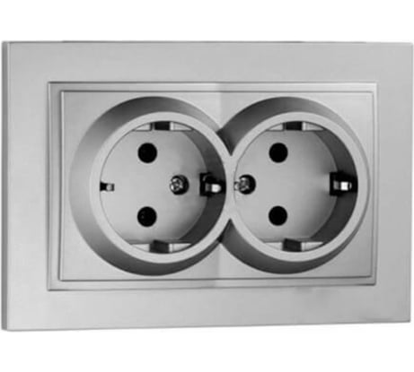 Двойная розетка MONO ELECTRIC с заземлением DESPINA серебро 102-212104-120