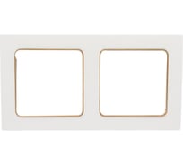 Рамка EKF, Стокгольм, 2-местная, белая с линией цвета шампань PROxima EYM-G-303-10