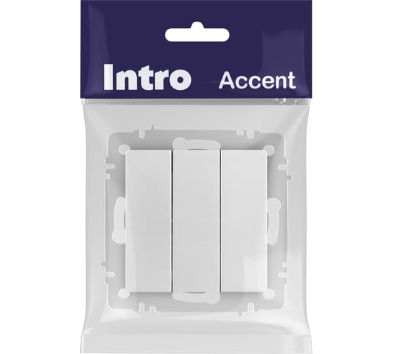 Выключатель Intro Accent 610603 тройной, 10А250В, IP20, СУ, AL/CU, алюминий Б0063536