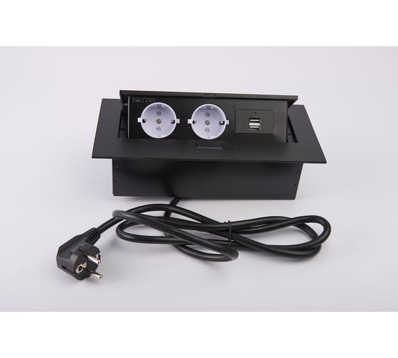 Выдвижной встраиваемый розеточный блок SETE на 2 EURO розетки и 2 USB SBT-2UC-20
