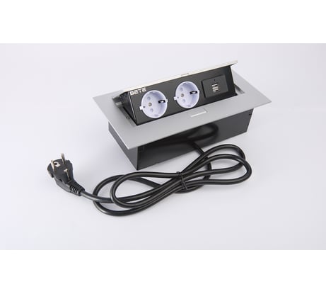 Выдвижной встраиваемый розеточный блок SETE на 2 EURO розетки и 2 USB SBT-2UC-80
