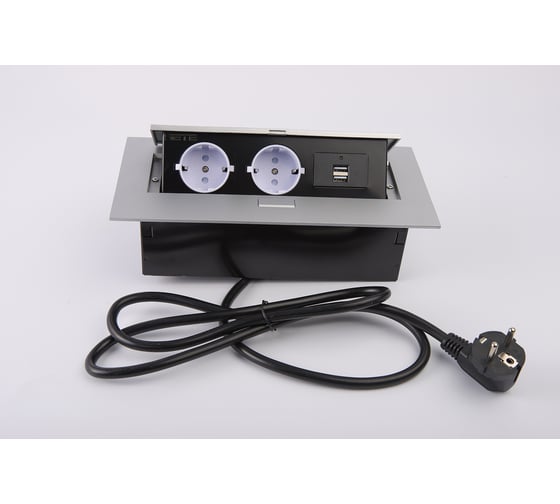 Выдвижной встраиваемый розеточный блок SETE на 2 EURO розетки и 2 USB SBT-2UC-80