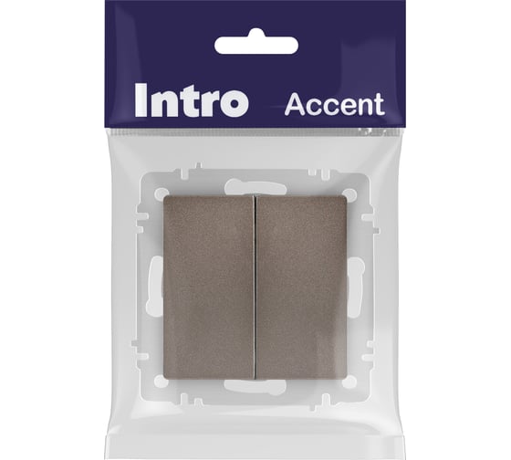 Выключатель Intro Accent 610408 двойной, 10А250В, IP20, СУ, AL/CU, бронза Б0063497